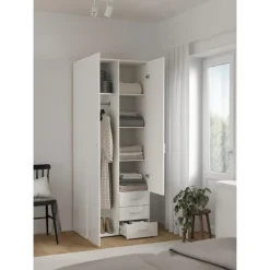 Bolmen garderobeskab 77 cm 2 låger - Hvid højglans