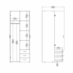 Bolmen garderobeskab 77 cm 2 låger - Hvid højglans