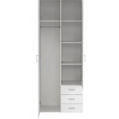 Bolmen garderobeskab 77 cm 2 låger - Hvid højglans