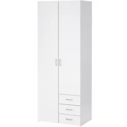 Bolmen garderobeskab 77 cm 2 låger - Hvid højglans