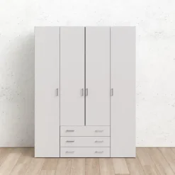 Bolmen garderobeskab 154 cm 4 låger - Hvid