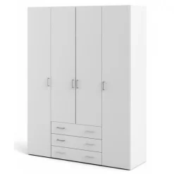Bolmen garderobeskab 154 cm 4 låger - Hvid