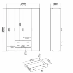 Bolmen garderobeskab 154 cm 4 låger - Hvid