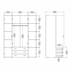 Bolmen garderobeskab 154 cm 4 låger - Hvid