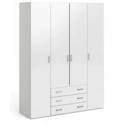 Bolmen garderobeskab 154 cm 4 låger - Hvid højglans
