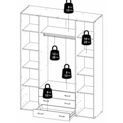 Bolmen garderobeskab 154 cm 4 låger - Eg
