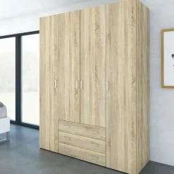 Bolmen garderobeskab 154 cm 4 låger - Eg