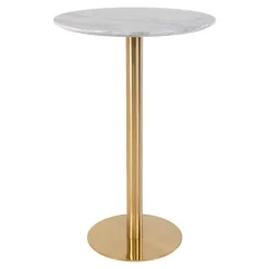 Bolzano Barbord - Barbord med top i marmor look og messing ben ø70x105cm