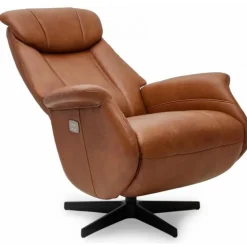 Bonanza Lænestol i cognac læder med indbygget skammel