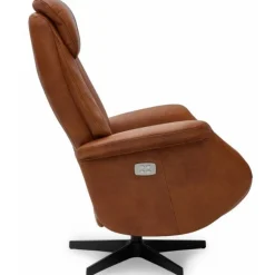 Bonanza Lænestol i cognac læder med indbygget skammel