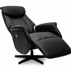 Bonanza Lænestol i læder med indbygget skammel