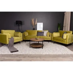 Boom Sofa Grøn Velour med Sort stålben