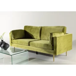 Boom Sofa Grøn Velour med messingfarvet stålben