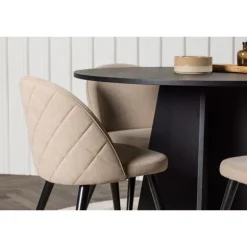 Bootcut Rund Spisebordssæt - Beige og Sort