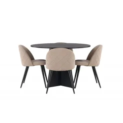 Bootcut Rund Spisebordssæt - Beige og Sort