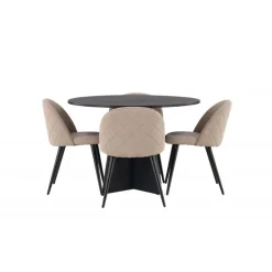 Bootcut Rund Spisebordssæt - Beige og Sort