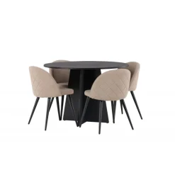 Bootcut Rund Spisebordssæt - Beige og Sort