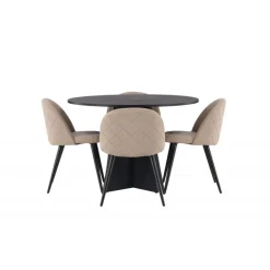 Bootcut Rund Spisebordssæt - Beige og Sort
