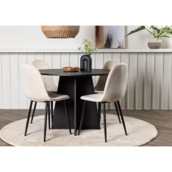 Bootcut Rundt Spisebordssæt - Beige og Sort