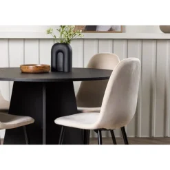 Bootcut Rundt Spisebordssæt - Beige og Sort