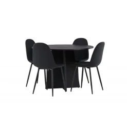 Bootcut Rundt Spisebordssæt - Sort