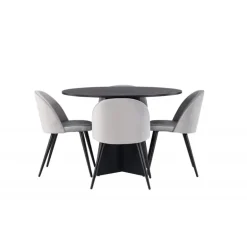 Bootcut Rundt Spisebordssæt - Sort og Grå