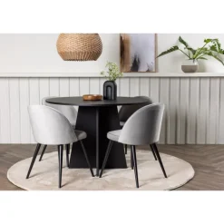 Bootcut Rundt Spisebordssæt - Sort og Grå