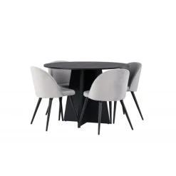 Bootcut Rundt Spisebordssæt - Sort og Grå