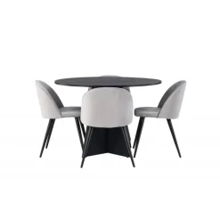 Bootcut Rundt Spisebordssæt - Sort og Grå