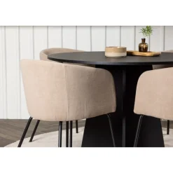 Bootcut Rundt Spisebordssæt - Beige og Sort