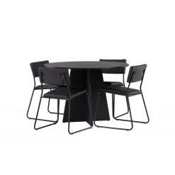 Bootcut Rundt Spisebordssæt - Sort