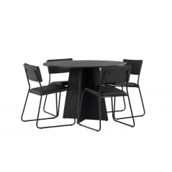 Bootcut Rundt Spisebordssæt - Sort