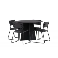 Bootcut Rundt Spisebordssæt - Sort