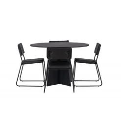 Bootcut Rundt Spisebordssæt - Sort
