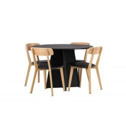 Bootcut Rundt Spisebordssæt - Sort og Natur