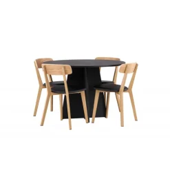 Bootcut Rundt Spisebordssæt - Sort og Natur