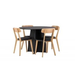 Bootcut Rundt Spisebordssæt - Sort og Natur