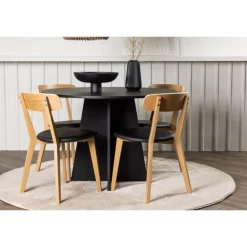 Bootcut Rundt Spisebordssæt - Sort og Natur