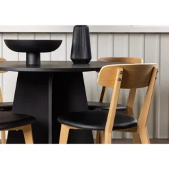 Bootcut Rundt Spisebordssæt - Sort og Natur