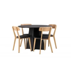 Bootcut Rundt Spisebordssæt - Sort og Natur