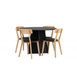 Bootcut Rundt Spisebordssæt - Sort og Natur