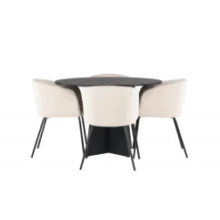 Bootcut Rundt Spisebordssæt - Beige og Sort