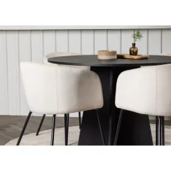 Bootcut Rundt Spisebordssæt - Beige og Sort