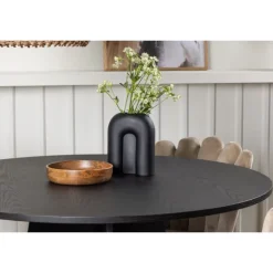 Bootcut Rundt Spisebordssæt - Beige og Sort