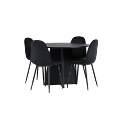Bootcut Rundt Spisebordssæt - Sort