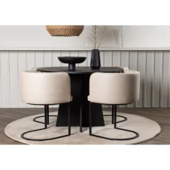Bootcut Rundt Spisebordssæt - Beige og Sort