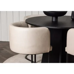 Bootcut Rundt Spisebordssæt - Beige og Sort