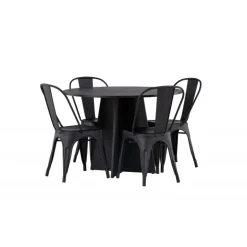 Bootcut Rundt Spisebordssæt - Sort