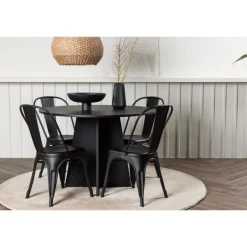 Bootcut Rundt Spisebordssæt - Sort