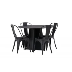 Bootcut Rundt Spisebordssæt - Sort